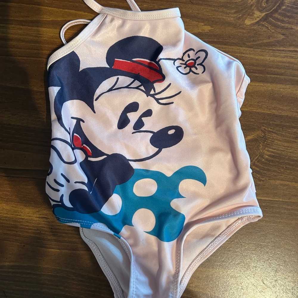 Junk Food Minnie Mouse Toddler Swimsuit in Light Pink